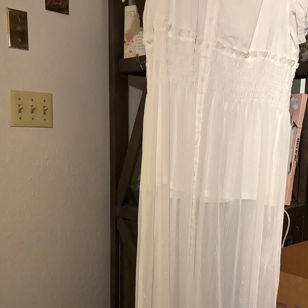 White Sheer Button-Down Dress - NWOT